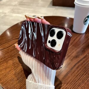 6D Silk Pattern Wavy Phone Case For iPhone 15 14 13 11 12 Pro Max X XS XR 8 Plus Shockproof Protective Soft Back Cover