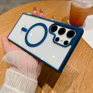 Luxury Magnetic Clear Phone Case For Samsung Galaxy S22 S23 S24 Ultra For Magsafe Wireless Charging Cases Shockproof Back Cover