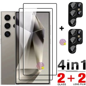 4in1 Tempered Glass For Samsung Galaxy S24 Ultra S24 Plus Screen Protector Camera Lens Film S24+ Plus S24Ultra Protective Glass