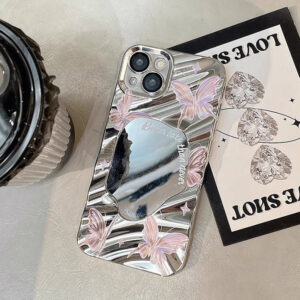 2023 Luxury Fashion Electroplated Cosmetic Mirror Butterfly Case for iPhone 15 11 12 13 14 15 Pro Max Protection Cases Cover