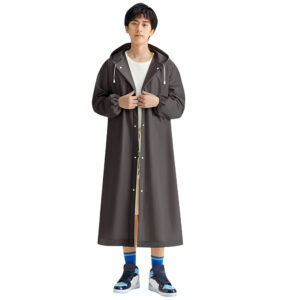 Waterproof Rain Coat Reusable Hooded Rain Poncho Windproof EVA Rain Coat Drawstring for Outdoor Travel Emergency