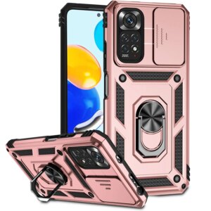 Armor Case For Xiaomi Redmi Note 12 11 10 9 S Pro Max Plus 5G With Magnetic Ring Bracket Slide Lens Protective Back Phone Cover