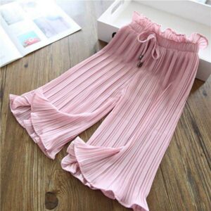 2-10Y Kids Pants Girls Chiffon Anti-mosquito Pants Summer Children Wide Leg Pants Baby Clothes Casual Loose Nine-point Trousers