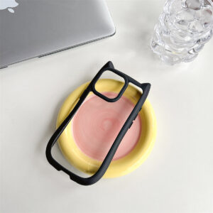 Cute Cat Ears Modelling Silicone Clear Phone Case For iphone 15 14 Pro Max 13 12 Shockproof Bumper Soft Cover