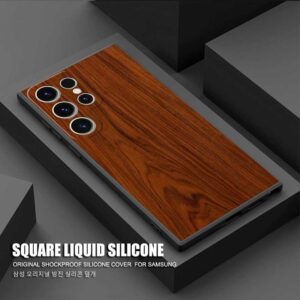 Brown Smooth Wood Grain Metallic Phone Case for Samsung Galaxy S22 Note 20 Ultra S23 S21 S20 FE S10 S10E Silicone Cases