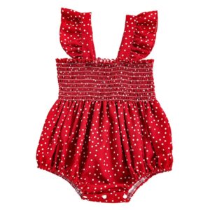 0-18M Baby’s Clothes Summer Jumpsuit Outfit Red Dot Print Toddler Girl Casual Sleeveless Suspender Kids Rompers