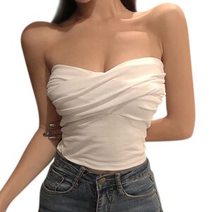 Women’s Off Shoulder Strapless Top Slim Sexy Fit And Slimming Short Tank Top in Summer
