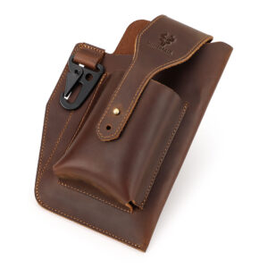 HUMERPAUL Men Vintage Leather Waist Bag for Mobile Phon Casual Carrying Cigarette Case Outdoor Belt Bag Male Small Loop Holster
