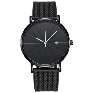 Luxury Fashion Stainless Steel Mens Glass Quartz Analog Watches With Calendar
