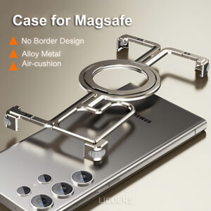 π Case for Samsung Galaxy S24 S23 Ultra S24 Plus Cover Metal Alloy Magnetic for Magsafe Wireless Charge Stand Holder Shell Funda