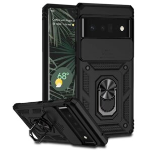Military Slide Push Window Shockproof Case For Google Pixel 6A 6 7 8 9 Pro 7A 8A Metal Ring Holder Camera Lens Protection Cover