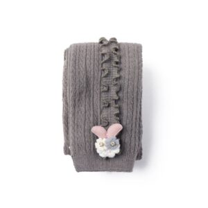 Children Girls Soft Cute Thick Stretchy Solid Color Rabbit Decoration Pants Leggings Bottoms Cotton