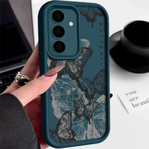 Ink Butterfly Pattern Case For Samsung Galaxy S24 S23 S22 Ultra S21 S20 FE A14 A34 A15 A35 A52 A53 A54 Silicone Phone Cover 