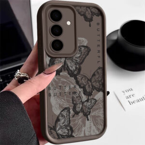 Ink Butterfly Pattern Case For Samsung Galaxy S24 S23 S22 Ultra S21 S20 FE A14 A34 A15 A35 A52 A53 A54 Silicone Phone Cover 