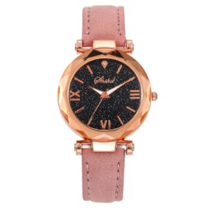 Unisex Stars Little Point Frosted Belt Watch Dotted With Roman Scale Watch