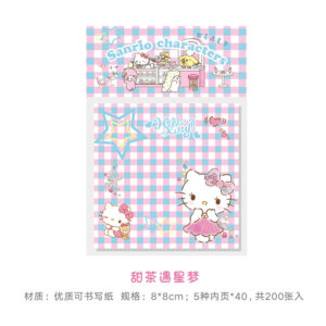 200PCS Sanrio Sticky Notes Hello Kitty Kuromi Cinnamoroll Kawaii Cartoon Anime Sticky Notes Thickened Student Message