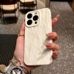 Luxury Chic Wrinkled Soft Silicone Phone Case For iphone 15 14 13 12 11 Pro Max 15 Plus Shockproof Bumper Black White Back Cover