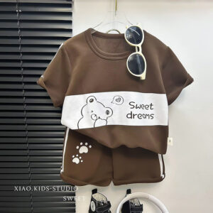 Toddler 2-5Year Kid Boys Summer Clothes Sets Fashion Bear Short Sleeve T-shirt+Shorts Sets Children Sports Suits Outfits