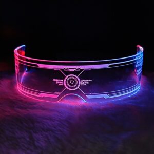 7 Mode Adjustable Colorful Luminous Glasses LED Light Up Goggles for Bar KTV Christmas Halloween Cyberpunk Party Prop Decoration