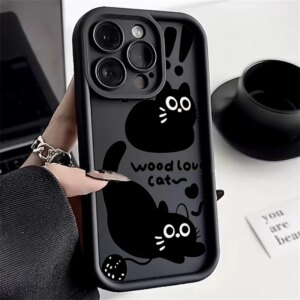 Redmi Note 13 11 10 12 Pro Plus 5G Cute Cartoon Muppet Black Cat Phone Case for Xiaomi Redmi Note 11S 12S 10S 12C 13C 4G Cover