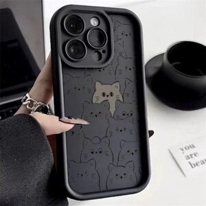 Redmi Note 13 11 10 12 Pro Plus 5G Cute Cartoon Muppet Black Cat Phone Case for Xiaomi Redmi Note 11S 12S 10S 12C 13C 4G Cover