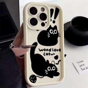 Redmi Note 13 11 10 12 Pro Plus 5G Cute Cartoon Muppet Black Cat Phone Case for Xiaomi Redmi Note 11S 12S 10S 12C 13C 4G Cover