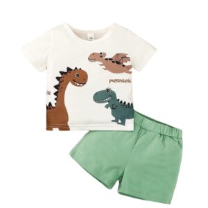 2PCS Summer Infant Boy clothes Set Short Sleeve Cartoon Dinosaur Top+Shorts Fashion Sport Handsome Wear for Toddler 0-3 Years