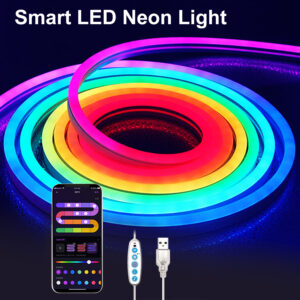 Neon LED Strip Lights 1/2/3M Silicone Neon Rope Light Music Sync DIY APP RGB Multicolor Chasing Strip Tape for Room Wall Decor