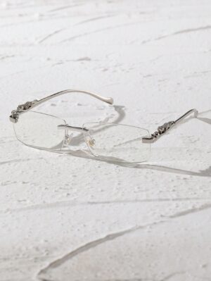 1PC Unisex Metal Rimless Glasses Square Frame Clear Glasses For Animal Accessories Street Snap
