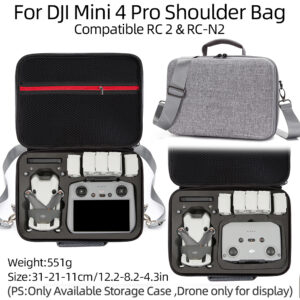 For DJI Mini4 Pro Storage Bag DJI Rc Remote Controller Portable Carrying Box Black Case Handbag Smart Controller Accessories Bag