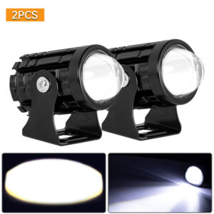 Auxiliary Motorcycle Headlight Driving Fog light Bar 12V 24V Projector Lens Spotlight LED Light Yellow white For Car/Motorcycle