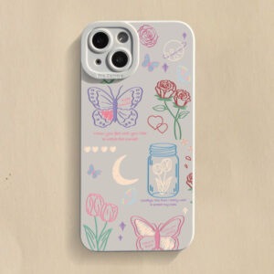 Colorful line butterfly Silicone Phone Case For iPhone 11 12 13 14 15ProMax XS XR 7 8 6 Plus SE2020 Camera Lens Protection Cover