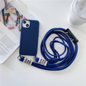 Fashion Crossbody Lanyards Necklace Liquid Silicone Case For iPhone 15 14 13 11 12 Pro Max Mini XS XR X 6 8 7 Plus Matte Cover