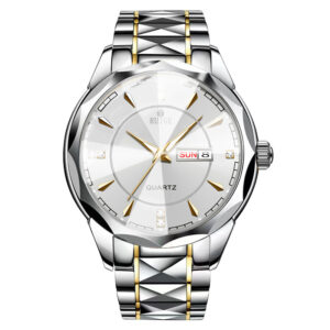 Men’s fashion trend quartz watch luminous waterproof double date diamond crystal quartz watch father’s day gift