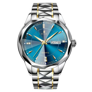 Men’s fashion trend quartz watch luminous waterproof double date diamond crystal quartz watch father’s day gift