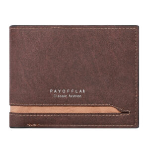 Men’s Fashion Business Short Wallet With Card Slots Horizontal Soft PU Leather Wallet