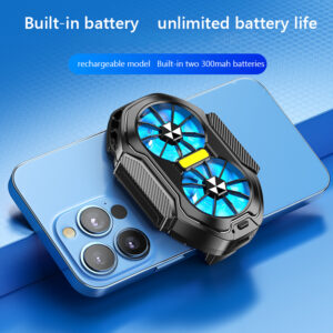 Dual Fan Mobile Phone Cooler Plug-in/Rechargeable Game Heat Sink Type-C Air Cooling for Android IOS PUBG Game Cooler