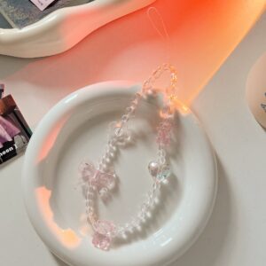 Y2K Butterfly Phone Chain Short Charm Wrist Strap Keycord Cute CellPhone Lanyard Girl Keychain Mobile Phone Case Hanging Chain
