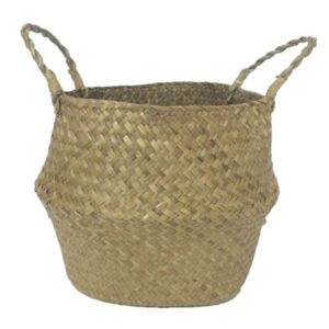 Seagrass Rattan Wickerwork Basket Foldable Hanging Flower Pot Woven Dirty Laundry Basket Storage Basket Home Storage Baskets