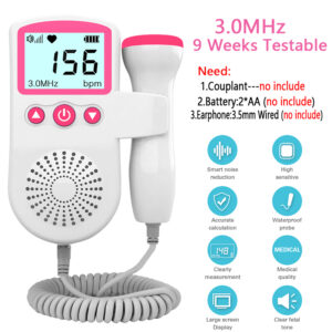 Fetal Doppler Hand-hold Pocket Portable Sound Baby Heart Pregnancy 3.0MHz Ultrasound Fetus Detector Machine Beat Monitor