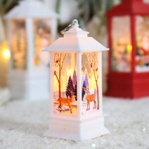 Christmas Ornament LED Lamp Desktop Hanging Santa Claus Elk Lantern Xmas Lights Luyo