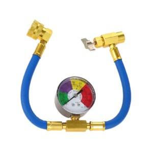 Car 15.7″ R134A A/C Refrigerant Gas Charging Hose with Pressure Gauges Car Air Conditioner Refrigeration Rubber Filling Hose