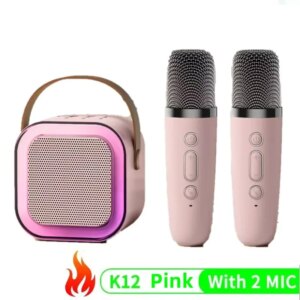 Bluetooth K12 Karaoke Machine Portable 5.3 PA Speaker System with 1-2 Wireless Microphones Home Family Singing Children’s Gifts