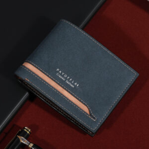 Men’s Fashion Business Short Wallet With Card Slots Horizontal Soft PU Leather Wallet