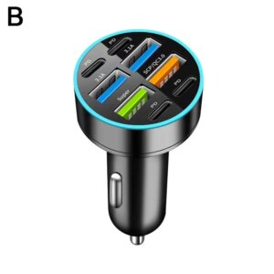 New Digital Display Car With 4usb Car Charger 66w Fast Charging Charging Car Adapter PD Head Phone Mobile Mobile Phone