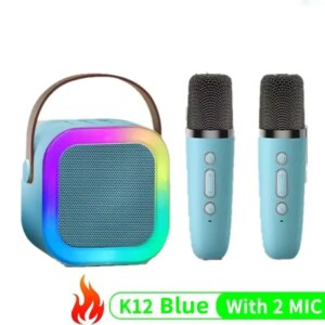 Bluetooth K12 Karaoke Machine Portable 5.3 PA Speaker System with 1-2 Wireless Microphones Home Family Singing Children’s Gifts