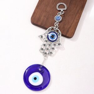 1 Pc Alloy Palm and Devil’s Eye Charm for Car Pendant Home Wind Chime Hanging Outdoor Gardening Decoration Crafts
