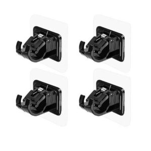 4PCS Adjustable Curtain Rod Holder Clamp Hooks Rod Bracket Holders Adhesive Wall Curtain Fixed Clip Hanging Rack Hook