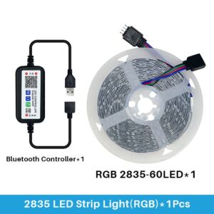 5M USB Led Strip Lights RGB 2835 60 LED Bluetooth APP Control Luces Led Flexible Diode Decoration For Living Room Lamp Ribbon