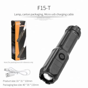High Power LED Flashlight USB Rechargeable Torch Portable Zoomable Camping Light 3 Lighting Modes Use High Strength ABS Material